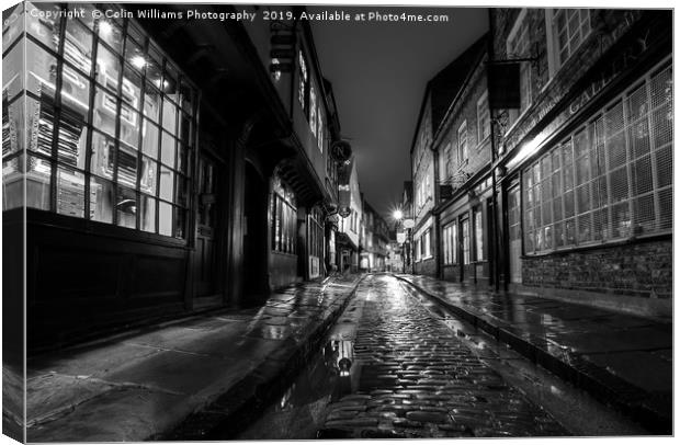 The Shambles At Night 6 BW Canvas Print by Colin Williams Photography