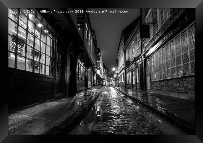 The Shambles At Night 6 BW Framed Print by Colin Williams Photography
