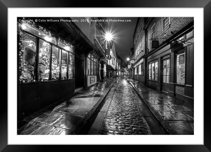 The Shambles At Night 7 BW Framed Mounted Print by Colin Williams Photography