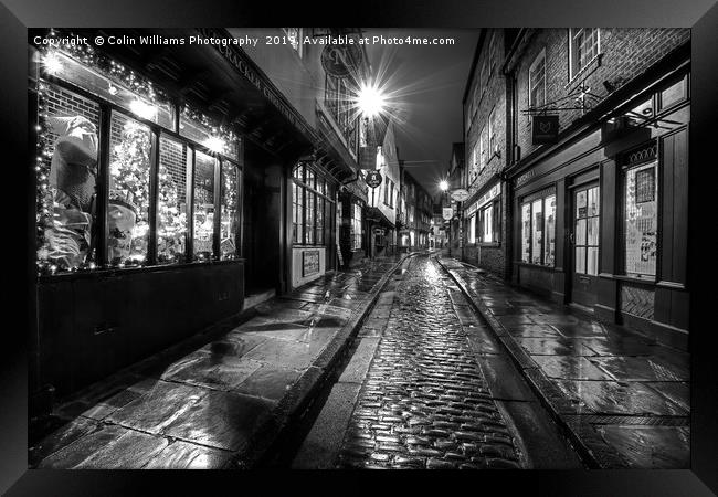 The Shambles At Night 7 BW Framed Print by Colin Williams Photography