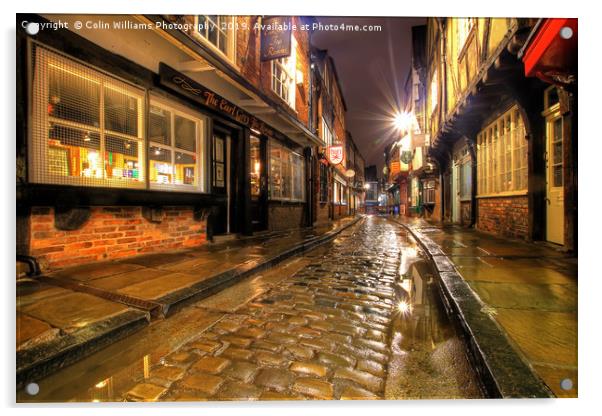 The Shambles At Night 8 Acrylic by Colin Williams Photography