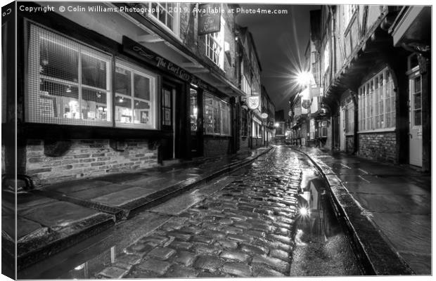 The Shambles At Night 8 BW Canvas Print by Colin Williams Photography