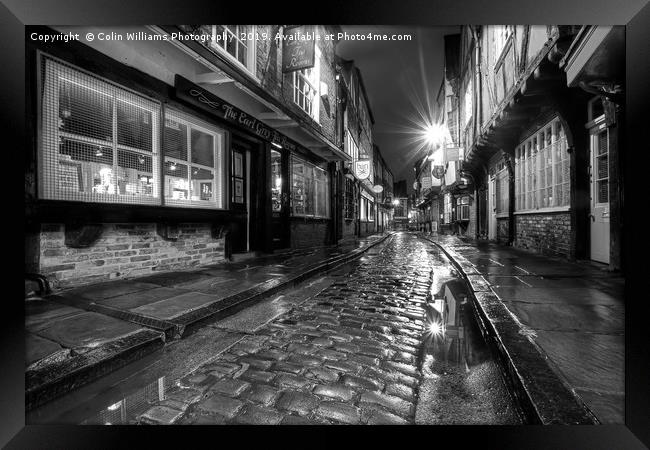 The Shambles At Night 8 BW Framed Print by Colin Williams Photography