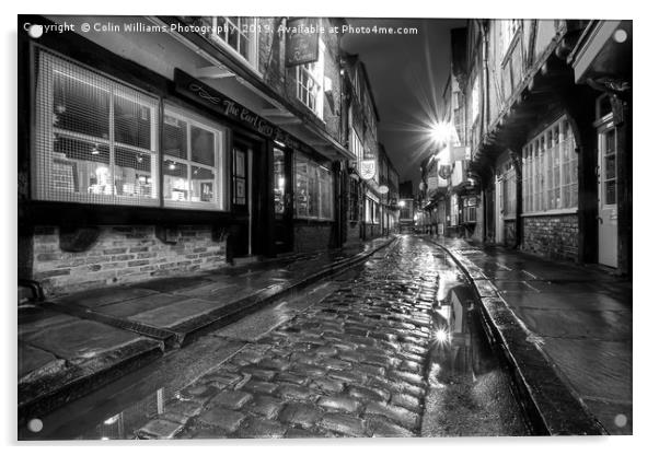 The Shambles At Night 8 BW Acrylic by Colin Williams Photography