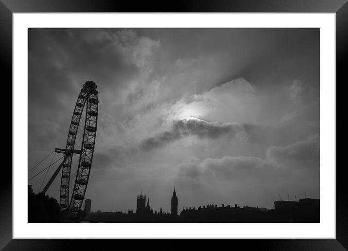 London Eye silhouette Framed Mounted Print by Stuart C Clarke