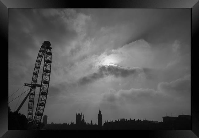 London Eye silhouette Framed Print by Stuart C Clarke