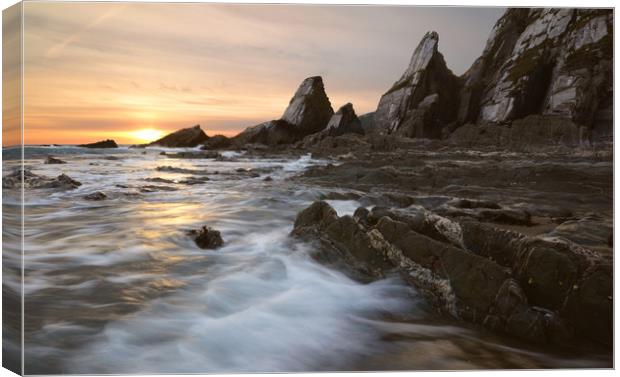 Westcombe Cove Sunset Canvas Print by David Neighbour