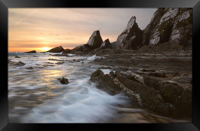 Westcombe Cove Sunset Framed Print by David Neighbour