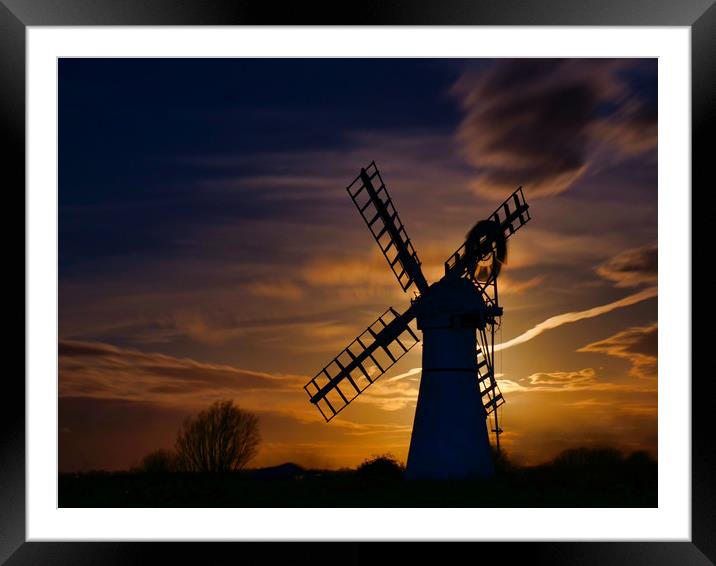 Thurne Mill by Moonlight Framed Mounted Print by Bill Daniels