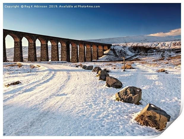 Ribblehead Viaduct - Winter Print by Reg K Atkinson