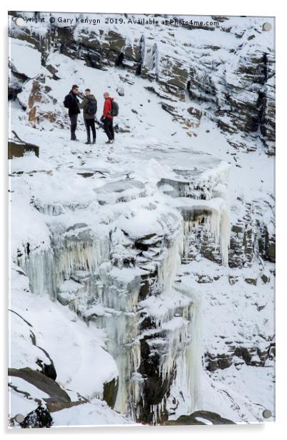People Stood On Top Kinder Downfall Frozen Acrylic by Gary Kenyon