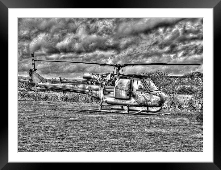 Black and White Army Chopper Framed Mounted Print by Louise Godwin