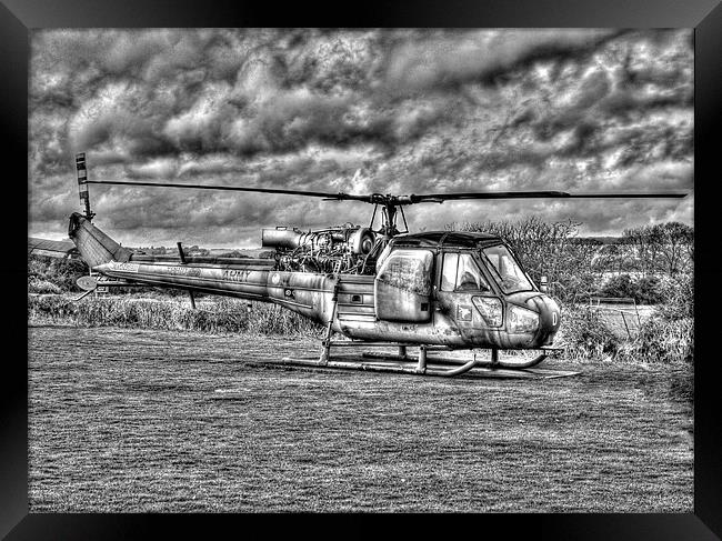 Black and White Army Chopper Framed Print by Louise Godwin