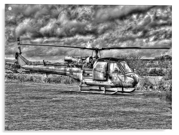 Black and White Army Chopper Acrylic by Louise Godwin