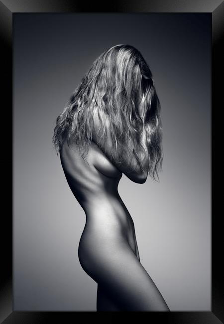 Nude woman sensual body Framed Print by Johan Swanepoel