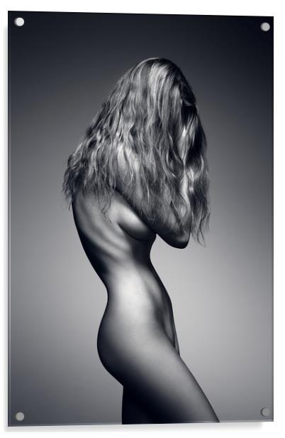 Nude woman sensual body Acrylic by Johan Swanepoel