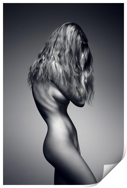 Nude woman sensual body Print by Johan Swanepoel