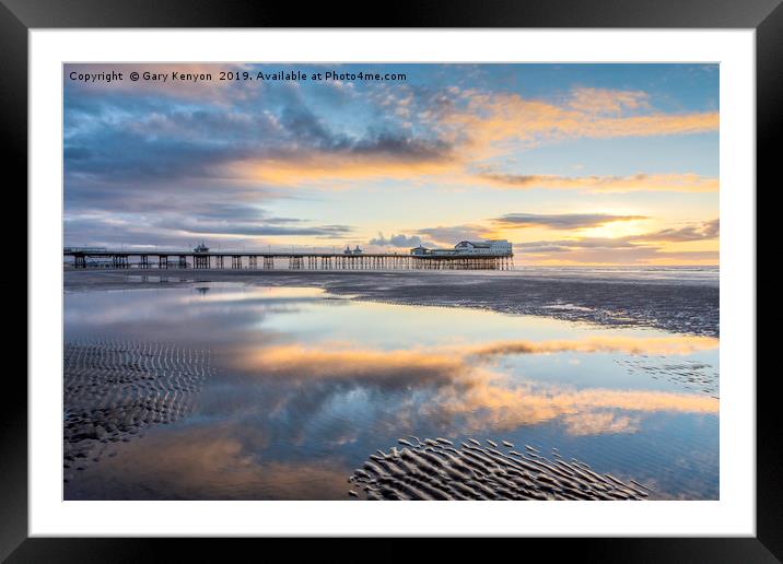 Sunset Down On Blackpool Beach Framed Mounted Print by Gary Kenyon