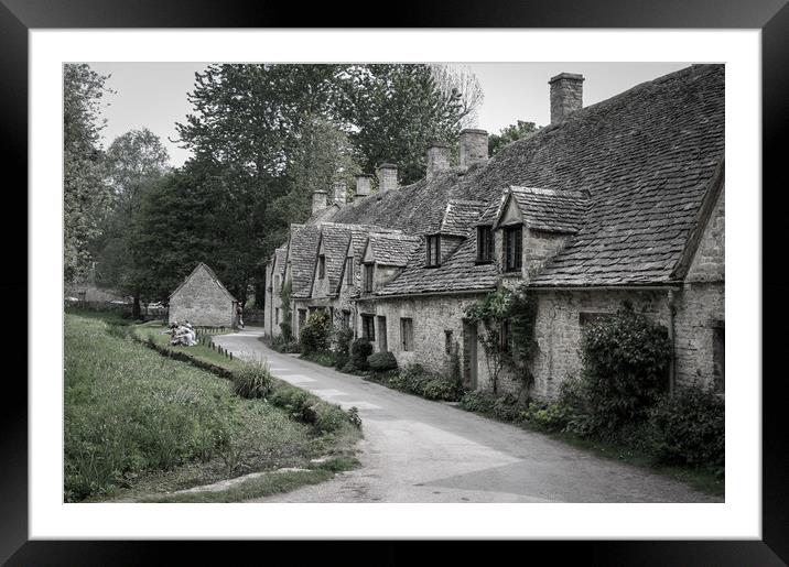 Arlington Row at Bibury in the Cotswolds Framed Mounted Print by Linda Cooke