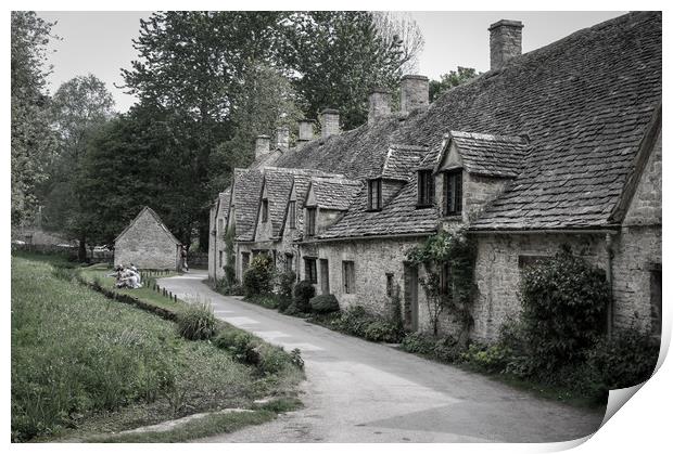 Arlington Row at Bibury in the Cotswolds Print by Linda Cooke