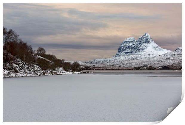 Suilven and a Frozen Cam Loch Print by Derek Beattie