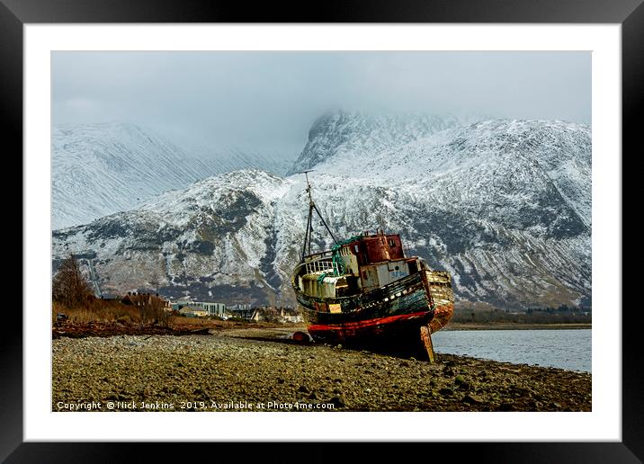 The Corpach Wreck beneath Ben Nevis Scotland Framed Mounted Print by Nick Jenkins