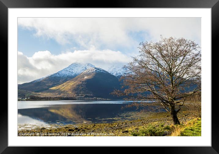 Loch Leven Winter Tree Glencoe Scottish Highlands Framed Mounted Print by Nick Jenkins
