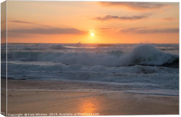 Sunset and Waves Canvas Print by Kate Whiston
