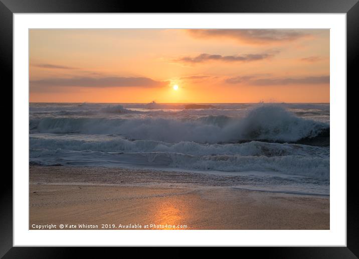 Sunset and Waves Framed Mounted Print by Kate Whiston
