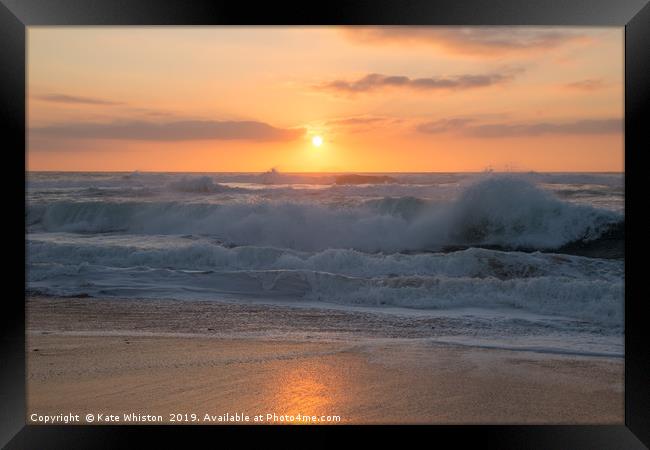 Sunset and Waves Framed Print by Kate Whiston