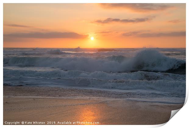 Sunset and Waves Print by Kate Whiston