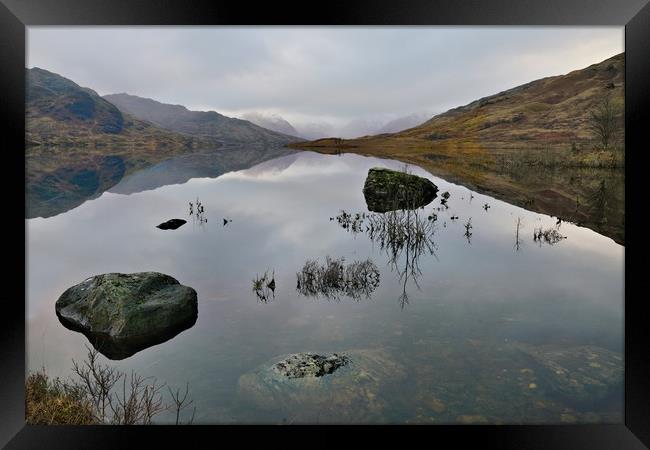 Loch Arklet reflection and snow capped Mountains Framed Print by JC studios LRPS ARPS
