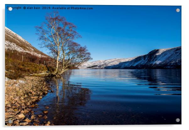 Winter Sun Loch Muick  Acrylic by alan bain