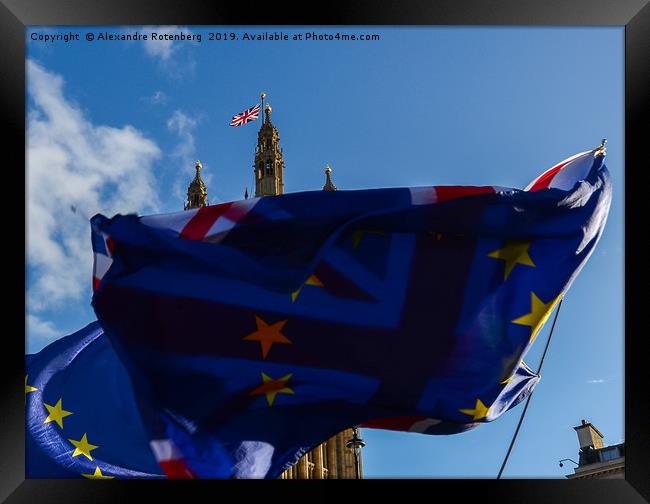 UK and EU flags at Westminster, London Framed Print by Alexandre Rotenberg