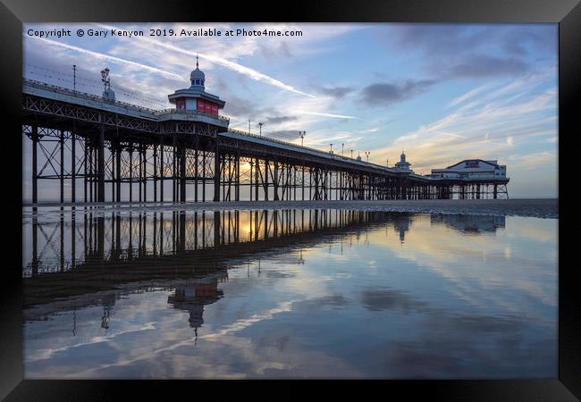 North Pier at Sunset Blackpool Framed Print by Gary Kenyon