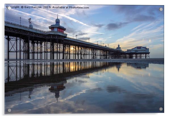 North Pier at Sunset Blackpool Acrylic by Gary Kenyon