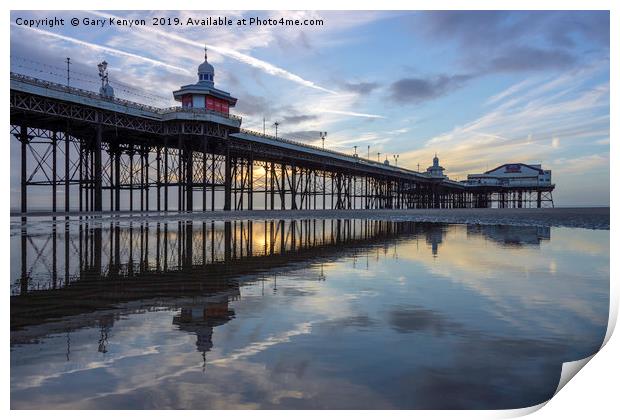 North Pier at Sunset Blackpool Print by Gary Kenyon