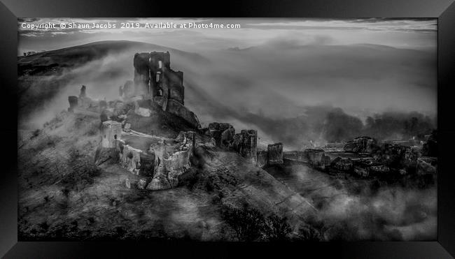 Corfe Castle moody morning  Framed Print by Shaun Jacobs