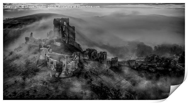 Corfe Castle moody morning  Print by Shaun Jacobs