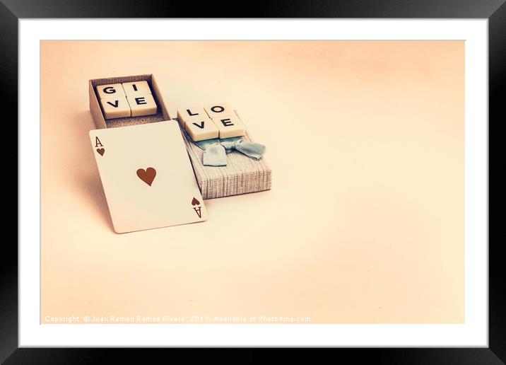 Conceptual photo of Valentines day, gift box with  Framed Mounted Print by Juan Ramón Ramos Rivero