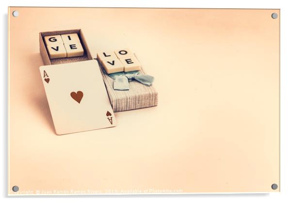 Conceptual photo of Valentines day, gift box with  Acrylic by Juan Ramón Ramos Rivero