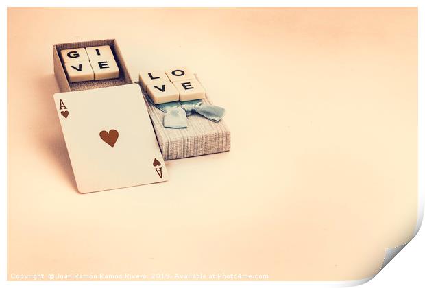 Conceptual photo of Valentines day, gift box with  Print by Juan Ramón Ramos Rivero
