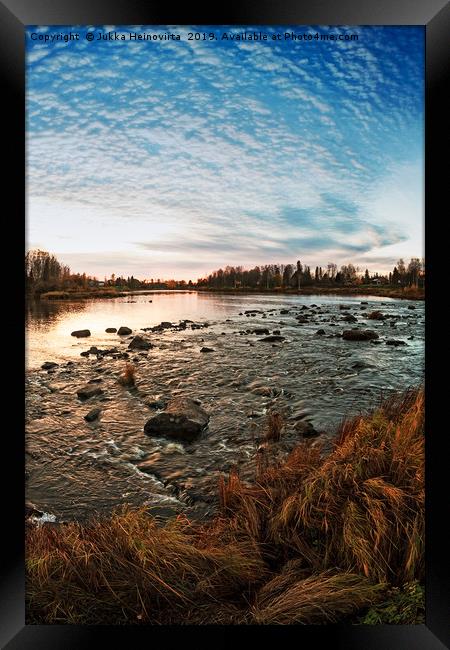Rapids In The Sunset Framed Print by Jukka Heinovirta