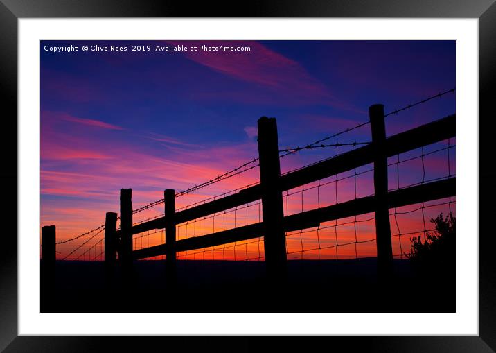 Sunset Fence Framed Mounted Print by Clive Rees