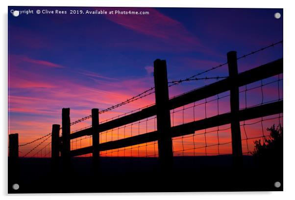 Sunset Fence Acrylic by Clive Rees