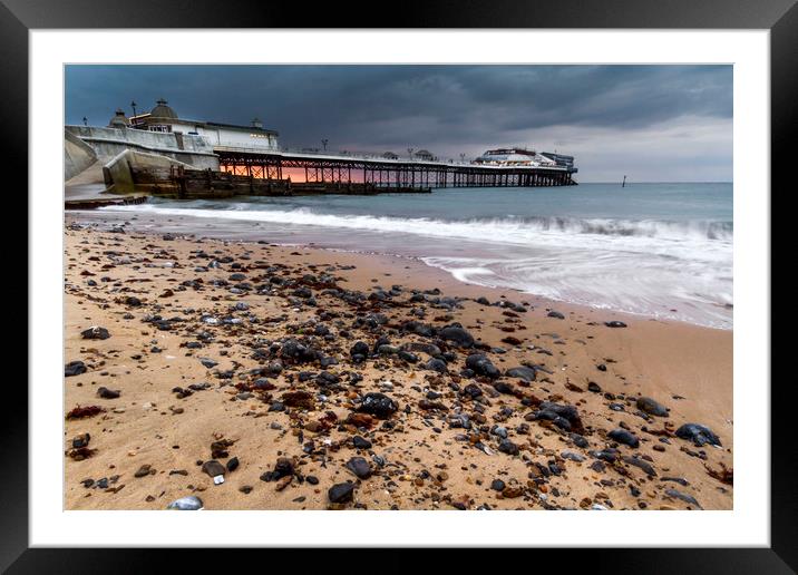 Stormy Sunset over Cromer Pier Framed Mounted Print by Paul Macro