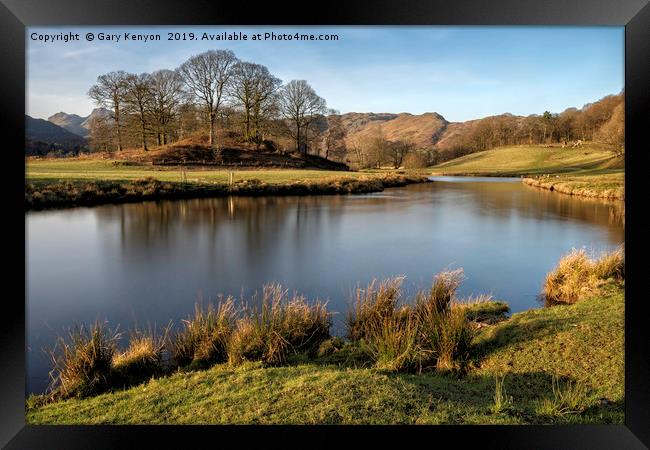Golden Light At Sunset On The River Brathay Framed Print by Gary Kenyon