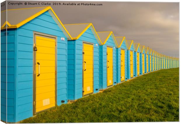 Bognor Beach Huts Canvas Print by Stuart C Clarke