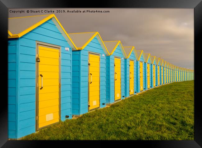 Bognor Beach Huts Framed Print by Stuart C Clarke