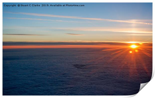 Ariel view of sunset Print by Stuart C Clarke
